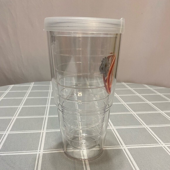 Tervis Tumbler 24oz Clear Peace & Daisy Flowers Doublewall Insulated Drinkware - Picture 2 of 8